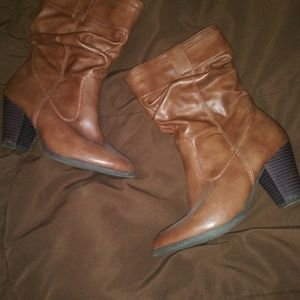 Boots with matching backpack purse.